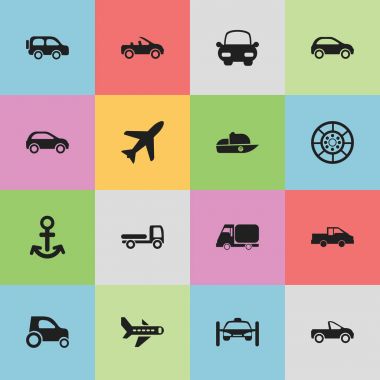 16 düzenlenebilir ulaşım simgeler kümesi. Hatchback, otomatik, tekerlek ve daha fazla yıkama gibi simgeler içerir. Web, mobil, UI ve Infographic tasarımı için kullanılabilir.