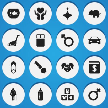 16 düzenlenebilir Kin simgeler kümesi. Kilit, değer değiştirici, servet ve daha fazlası gibi simgeler içerir. Web, mobil, UI ve Infographic tasarımı için kullanılabilir.