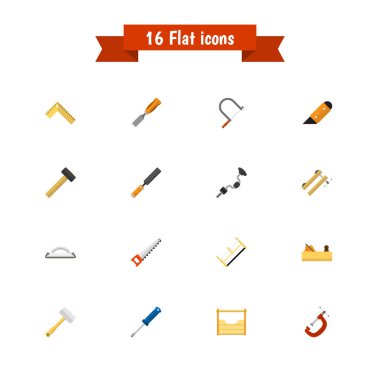 16 düzenlenebilir araçları simgeler kümesi. Aletler, alet, kelepçe ve daha fazlası gibi simgeler içerir. Web, mobil, UI ve Infographic tasarımı için kullanılabilir.