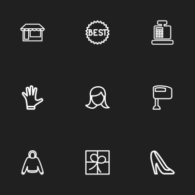 9 düzenlenebilir ticaret simgeler kümesi. Kapüşonlu, Giftbox, gibi simgeler içerir kadar ve daha fazlası. Web, mobil, UI ve Infographic tasarımı için kullanılabilir.