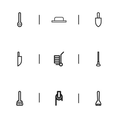 9 düzenlenebilir araçları simgeler kümesi. Cam kesici, araç, Vinç ve daha fazlası gibi simgeler içerir. Web, mobil, UI ve Infographic tasarımı için kullanılabilir.