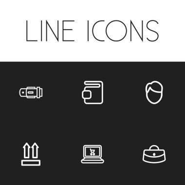 6 düzenlenebilir alışveriş simgeler kümesi. Online alışveriş, Qr Code, kadın çantası ve daha fazlası gibi simgeleri içerir. Web, mobil, UI ve Infographic tasarımı için kullanılabilir.