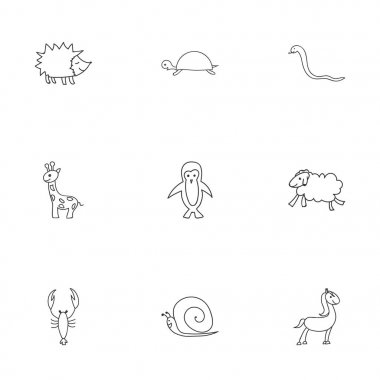 9 düzenlenebilir hayvan simgeler kümesi. Kaplumbağa, uzun boylu hayvan, Urchin ve daha fazlası gibi simgeler içerir. Web, mobil, UI ve Infographic tasarımı için kullanılabilir.