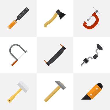 9 düzenlenebilir araçları simgeler kümesi. Bıçak, kucaklamak, Boer ve daha fazlası gibi simgeler içerir. Web, mobil, UI ve Infographic tasarımı için kullanılabilir.
