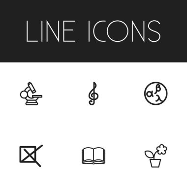 6 düzenlenebilir bilim simgeler kümesi. Mark, saksı, mercek ve daha fazlası gibi simgeler içerir. Web, mobil, UI ve Infographic tasarımı için kullanılabilir.