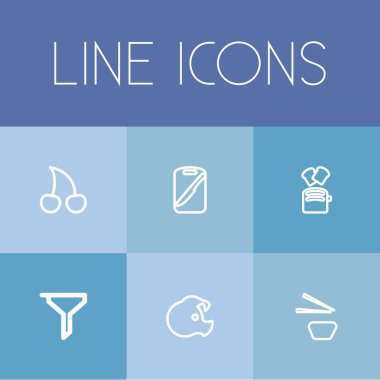 6 düzenlenebilir gıda simgeler kümesi. Sashimi, krater, kiraz ve daha fazlası gibi simgeler içerir. Web, mobil, UI ve Infographic tasarımı için kullanılabilir.