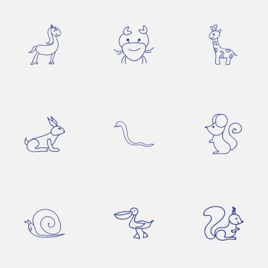 9 düzenlenebilir hayvan simgeler kümesi. Rat, sincap, yılan ve daha fazlası gibi simgeler içerir. Web, mobil, UI ve Infographic tasarımı için kullanılabilir.