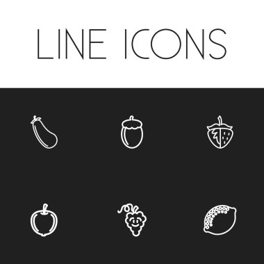 6 düzenlenebilir pişirme simgeler kümesi. Laughtering üzüm, frenk üzümü, meşe palamudu ve daha fazlası gibi simgeler içerir. Web, mobil, UI ve Infographic tasarımı için kullanılabilir.