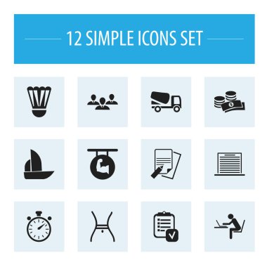 12 düzenlenebilir karmaşık simgeler kümesi. Programcı, Chronometre, liste ve daha fazla gibi simgeler içerir. Web, mobil, UI ve Infographic tasarımı için kullanılabilir.