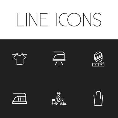 6 düzenlenebilir Temizleme simgeler kümesi. Paspan, Pier cam, kova ve daha fazlası gibi simgeler içerir. Web, mobil, UI ve Infographic tasarımı için kullanılabilir.