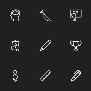 9 düzenlenebilir bilim simgeler kümesi. Düşün, kadehi, atlama gibi sembolleri ve daha fazlasını içerir. Web, mobil, UI ve Infographic tasarımı için kullanılabilir.