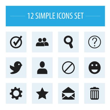 12 düzenlenebilir Internet simge kümesi. Mektup, geri dönüşüm, Büyüteç'i ve daha fazlası gibi simgeler içerir. Web, mobil, UI ve Infographic tasarımı için kullanılabilir.