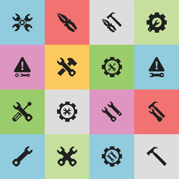 Set Of 16 Editable Tool Icons. Includes Symbols Such As Technical Support, Wrench Repair, Screwdriver Wrench And More. Can Be Used For Web, Mobile, UI And Infographic Design. — Stock Vector