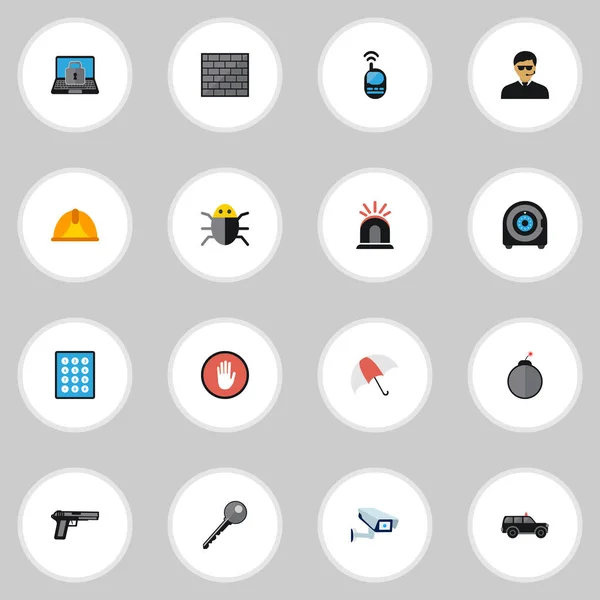 Set Of 16 Editable Procuring Icons. Includes Symbols Such As Dynamite, Hatchback, Virus And More. Can Be Used For Web, Mobile, UI And Infographic Design. — Stock Vector