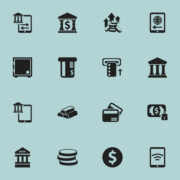 Sada 16 upravitelné investic ikon. Obsahuje symboly, například bezdrátové připojení, budova, peníze stráž a další. Lze použít pro webové, mobilní, Ui a infografika Design. — Stockový vektor