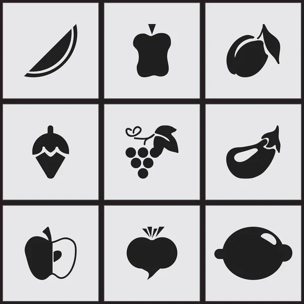 Sada 9 upravitelné Berry ikon. Obsahuje symboly ředkvičky pokousal, meloun a další. Lze použít pro webové, mobilní, Ui a infografika Design. — Stockový vektor