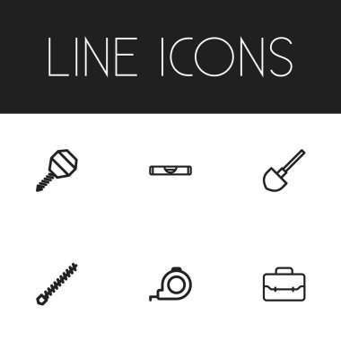 6 düzenlenebilir aparatı anahat simgeleri ayarlayın. Simgeleri gibi dönen Bit, Portföy, denge ve daha fazlasını içerir. Web, mobil, UI ve Infographic tasarımı için kullanılabilir.