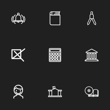 9 düzenlenebilir bilim anahat simgeleri ayarlayın. Bölücüler, okul, Mark ve daha fazlası gibi simgeler içerir. Web, mobil, UI ve Infographic tasarımı için kullanılabilir.