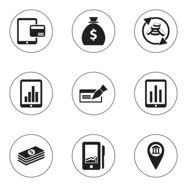 9 düzenlenebilir yatırım simgeler kümesi. Sembolleri kontrolü gibi belirlemekte, Internet satış ve daha fazlasını içerir. Web, mobil, UI ve Infographic tasarımı için kullanılabilir.