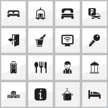 16 düzenlenebilir seyahat simgeler kümesi. Kablosuz Tv, arabası, uyku gibi sembolleri ve daha fazlasını içerir. Web, mobil, UI ve Infographic tasarımı için kullanılabilir.