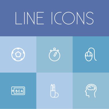 6 düzenlenebilir eğitim anahat simgeleri ayarlayın. Öğretim, düşün, top ve daha fazla gibi simgeler içerir. Web, mobil, UI ve Infographic tasarımı için kullanılabilir.