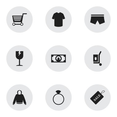 9 düzenlenebilir iş simgeler kümesi. Kırık kupa, Satılık etiket, yük teslimat ve daha fazlası gibi simgeler içerir. Web, mobil, UI ve Infographic tasarımı için kullanılabilir.