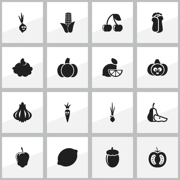 Set med 16 redigerbara grytor ikoner. Innehåller symboler såsom ek, Lime, underhållande vitlök och mer. Kan användas för webb-, mobil-, Ui- och Infographic Design. — Stock vektor