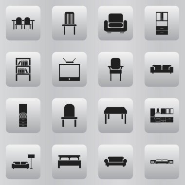 16 düzenlenebilir iç simgeler kümesi. Lamba, Bookrack, Restoran tablo ve daha fazlası gibi simgeler içerir. Web, mobil, UI ve Infographic tasarımı için kullanılabilir.