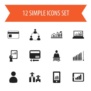 12 düzenlenebilir Analytics simgeler kümesi. Çubuk grafik, büyüme, mimari ve daha fazlası gibi simgeler içerir. Web, mobil, UI ve Infographic tasarımı için kullanılabilir.