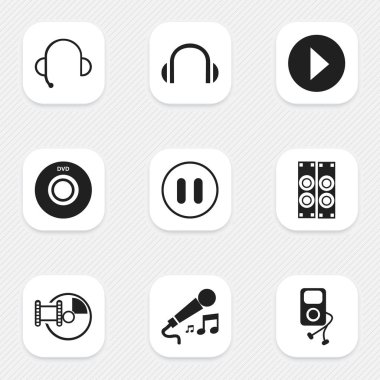 9 düzenlenebilir ses simgeler kümesi. Studio aygıt, kulaklık, megafon ve daha fazlası gibi simgeler içerir. Web, mobil, UI ve Infographic tasarımı için kullanılabilir.