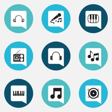 9 düzenlenebilir Medya simgeler kümesi. Müzik simgesi, Octave, piyano ve daha fazlası gibi simgeler içerir. Web, mobil, UI ve Infographic tasarımı için kullanılabilir.