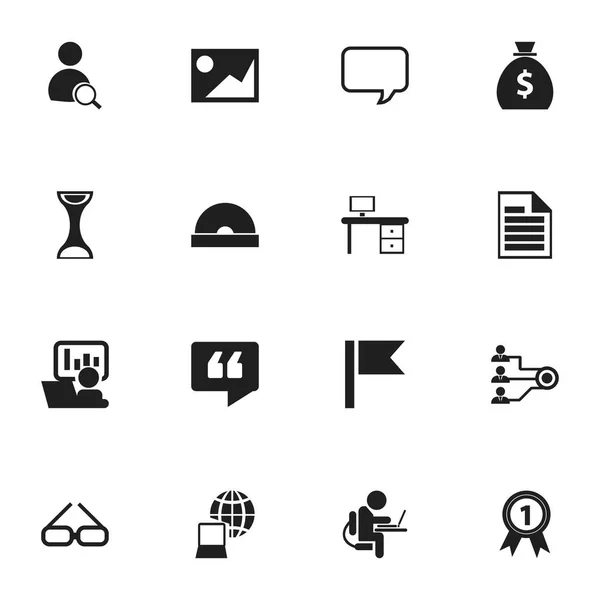 Set di 16 icone del Bureau modificabili. Include simboli come Compact Disk, Mondo, Badge e altro ancora. Può essere utilizzato per la progettazione web, mobile, UI e infografica . — Vettoriale Stock