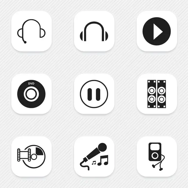 9 düzenlenebilir ses simgeler kümesi. Studio aygıt, kulaklık, megafon ve daha fazlası gibi simgeler içerir. Web, mobil, UI ve Infographic tasarımı için kullanılabilir.