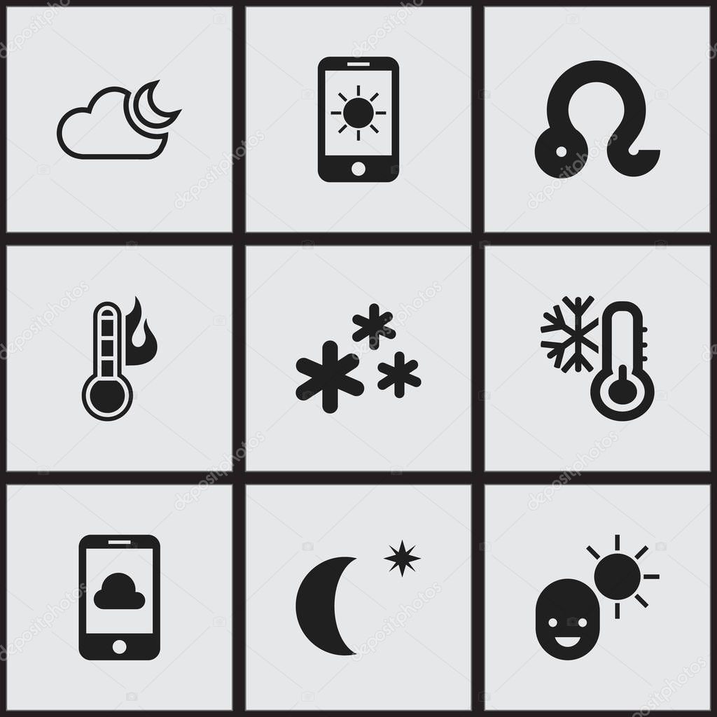 Set Of 9 Editable Air Icons. Includes Symbols Such As Phone, Sun In Display, Lion And More. Can Be Used For Web, Mobile, UI And Infographic Design.