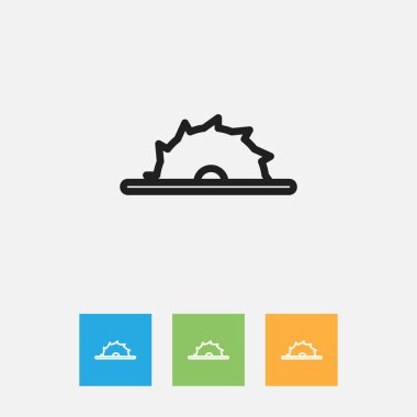 Vektör çizim araçları sembolü anahat gördüm. Premium Kalite izole Daire Blade Trendy düz stil öğesinde.