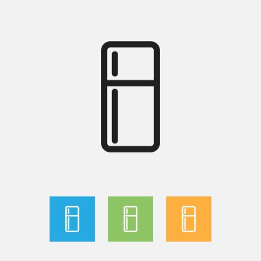 Vektör çizim buzdolabı anahat gıda sembolü. Premium Kalite izole buzdolabı öğesinde Trendy düz stil.