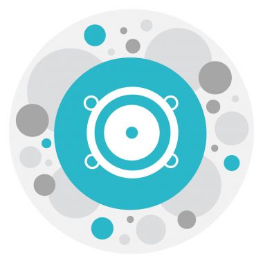 Vektör çizim müzik hoparlör simgesini Mp3 sembolü. Premium Kalite izole bas hoparlör öğesinde Trendy düz stil.