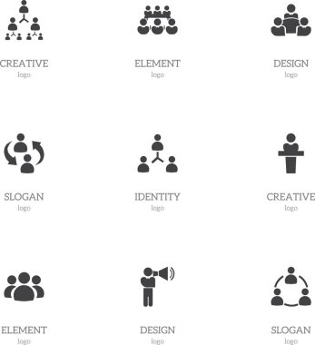 9 düzenlenebilir topluluk simgeler kümesi. Hoparlör, üye, tartışma ve daha fazlası gibi simgeler içerir. Web, mobil, UI ve Infographic tasarımı için kullanılabilir.