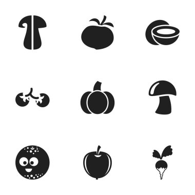 9 düzenlenebilir sebze simgeler kümesi. Şalgam, Cep, kabak ve daha fazlası gibi simgeler içerir. Web, mobil, UI ve Infographic tasarımı için kullanılabilir.
