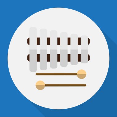 Multimedya sembolü ksilofon düz simge vektör Illustration. Premium Kalite izole sopa öğesinde Trendy düz stil.