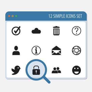 12 düzenlenebilir Web simgeler kümesi. Mektup, güvercin, grup ve daha fazlası gibi simgeler içerir. Web, mobil, UI ve Infographic tasarımı için kullanılabilir.