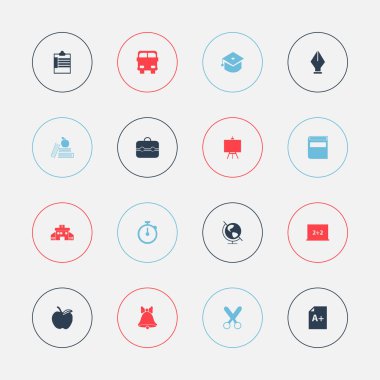 16 düzenlenebilir bilgi simgeler kümesi. Yönetim Kurulu, gövde, ders kitabı ve daha fazla yazma gibi simgeleri içerir. Web, mobil, UI ve Infographic tasarımı için kullanılabilir.