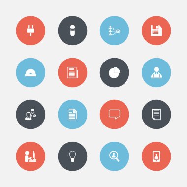 16 düzenlenebilir Bürosu simgeler kümesi. Mesaj kabarcık, çalışan, daire diyagram ve daha fazlası gibi simgeler içerir. Web, mobil, UI ve Infographic tasarımı için kullanılabilir.