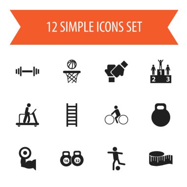 12 düzenlenebilir etkin simgeler kümesi. Bez cetvel, merdiven, Bisiklet binici ve daha fazlası gibi simgeler içerir. Web, mobil, UI ve Infographic tasarımı için kullanılabilir.