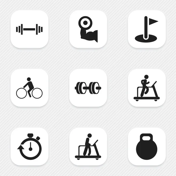 9 düzenlenebilir etkin simgeler kümesi. Barbell, kol demiri, yürütülen çalışan ve daha fazlası gibi simgeler içerir. Web, mobil, UI ve Infographic tasarımı için kullanılabilir.