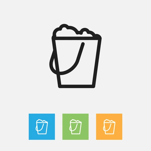Illustrazione vettoriale del simbolo di pulizia sul profilo del secchio. Elemento Bucketful isolato di qualità Premium in stile piatto alla moda . — Vettoriale Stock