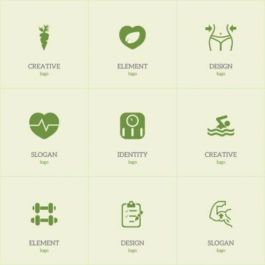 9 düzenlenebilir egzersiz simgeler kümesi. Zayıflama, kalp atışı gibi simgeler kök sebze ve daha fazlasını içerir. Web, mobil, UI ve Infographic tasarımı için kullanılabilir.