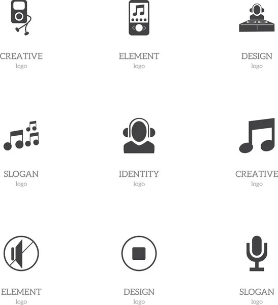 Ensemble de 9 icônes audio modifiables. Comprend des symboles tels que Dj, Tone, Silent et plus. Peut être utilisé pour le Web, mobile, interface utilisateur et infographie . — Image vectorielle