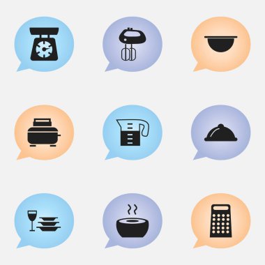 9 düzenlenebilir Cook simgeler kümesi. Yemek, yemek, çorba ve daha fazlası gibi simgeler içerir. Web, mobil, UI ve Infographic tasarımı için kullanılabilir.