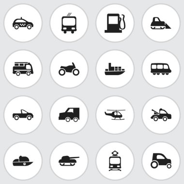 16 düzenlenebilir ulaşım simgeler kümesi. Tramvaya, yakıt, traktör ve daha fazlası gibi simgeler içerir. Web, mobil, UI ve Infographic tasarımı için kullanılabilir.